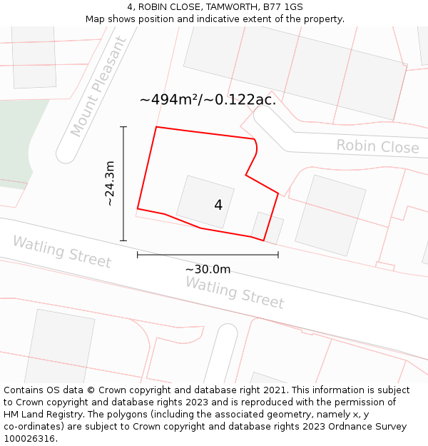 4, ROBIN CLOSE, TAMWORTH, B77 1GS: Plot and title map
