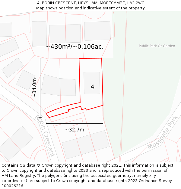 4, ROBIN CRESCENT, HEYSHAM, MORECAMBE, LA3 2WG: Plot and title map