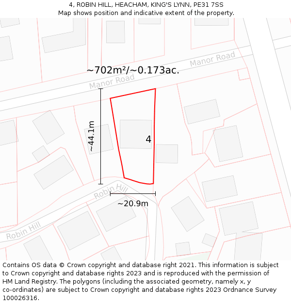 4, ROBIN HILL, HEACHAM, KING'S LYNN, PE31 7SS: Plot and title map