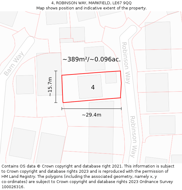 4, ROBINSON WAY, MARKFIELD, LE67 9QQ: Plot and title map