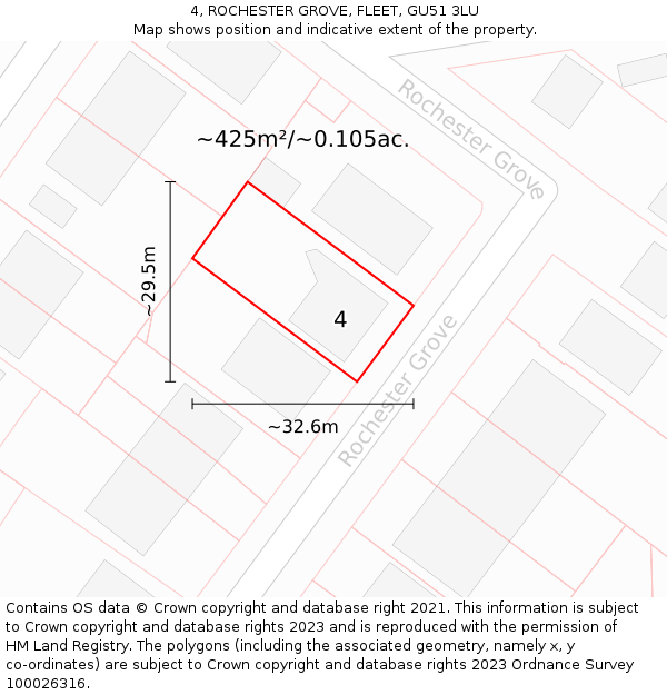 4, ROCHESTER GROVE, FLEET, GU51 3LU: Plot and title map