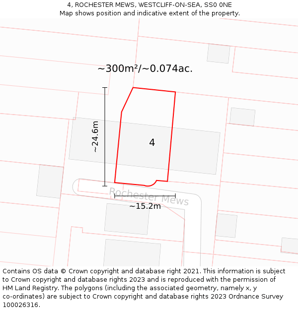 4, ROCHESTER MEWS, WESTCLIFF-ON-SEA, SS0 0NE: Plot and title map
