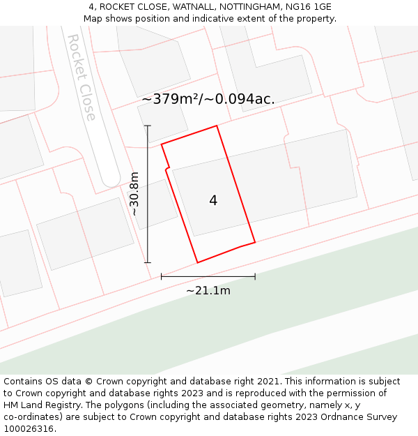 4, ROCKET CLOSE, WATNALL, NOTTINGHAM, NG16 1GE: Plot and title map