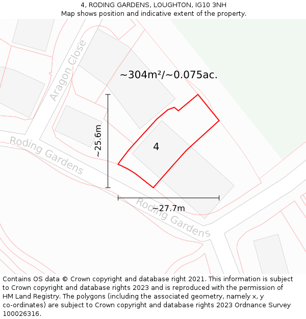 4, RODING GARDENS, LOUGHTON, IG10 3NH: Plot and title map