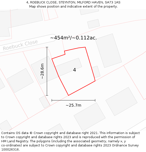 4, ROEBUCK CLOSE, STEYNTON, MILFORD HAVEN, SA73 1AS: Plot and title map
