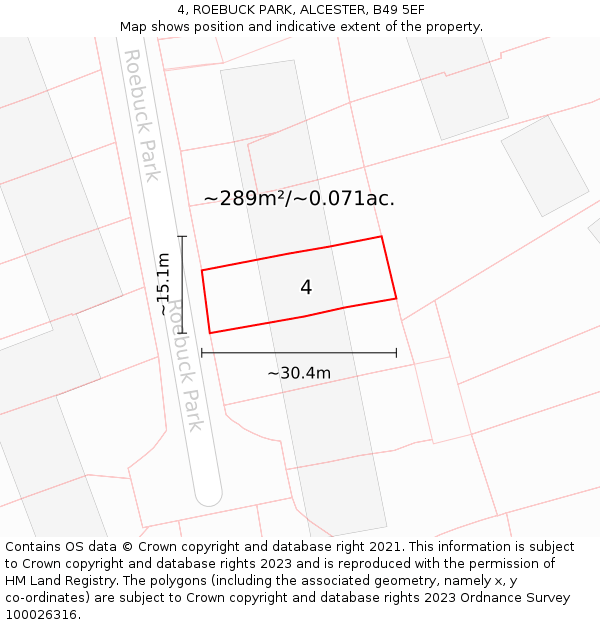 4, ROEBUCK PARK, ALCESTER, B49 5EF: Plot and title map