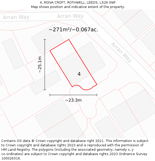 4, RONA CROFT, ROTHWELL, LEEDS, LS26 0WF: Plot and title map