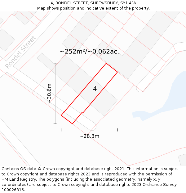 4, RONDEL STREET, SHREWSBURY, SY1 4FA: Plot and title map