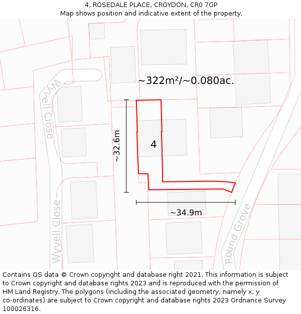 4, ROSEDALE PLACE, CROYDON, CR0 7GP: Plot and title map