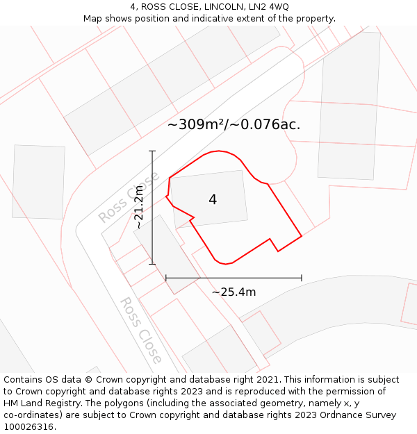 4, ROSS CLOSE, LINCOLN, LN2 4WQ: Plot and title map