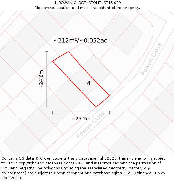 4, ROWAN CLOSE, STONE, ST15 0EP: Plot and title map