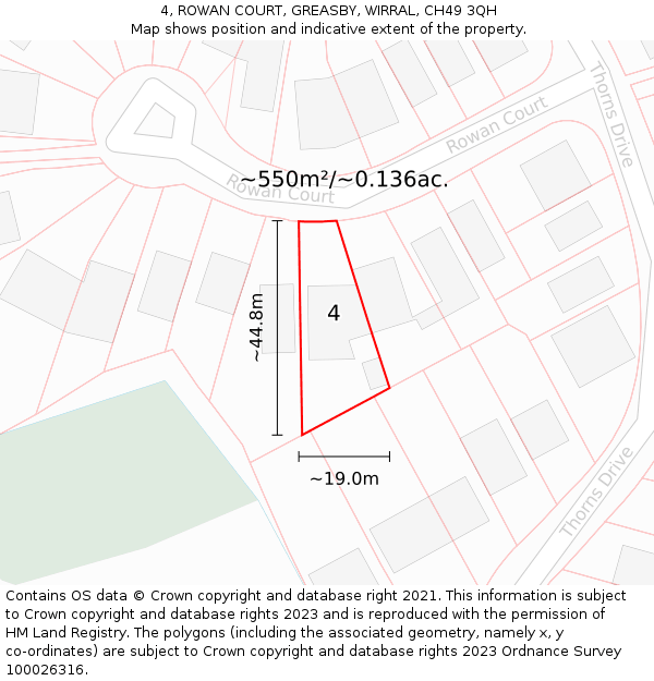 4, ROWAN COURT, GREASBY, WIRRAL, CH49 3QH: Plot and title map