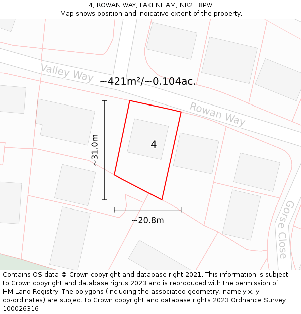 4, ROWAN WAY, FAKENHAM, NR21 8PW: Plot and title map