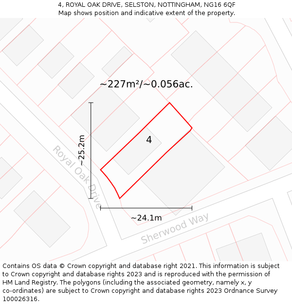 4, ROYAL OAK DRIVE, SELSTON, NOTTINGHAM, NG16 6QF: Plot and title map