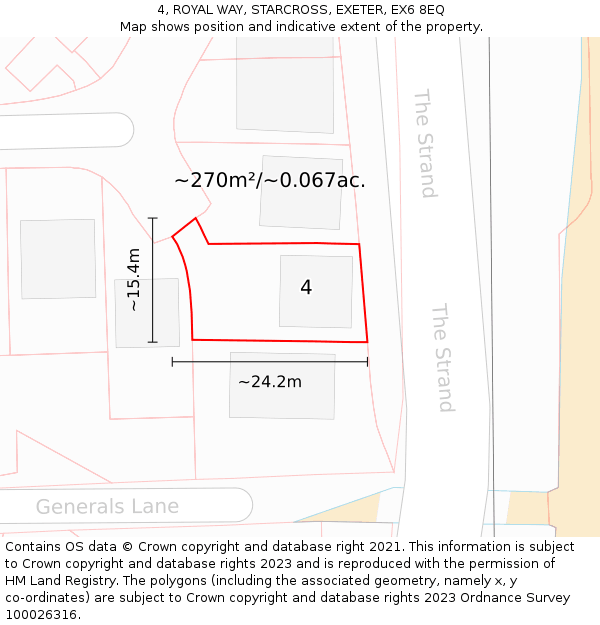 4, ROYAL WAY, STARCROSS, EXETER, EX6 8EQ: Plot and title map