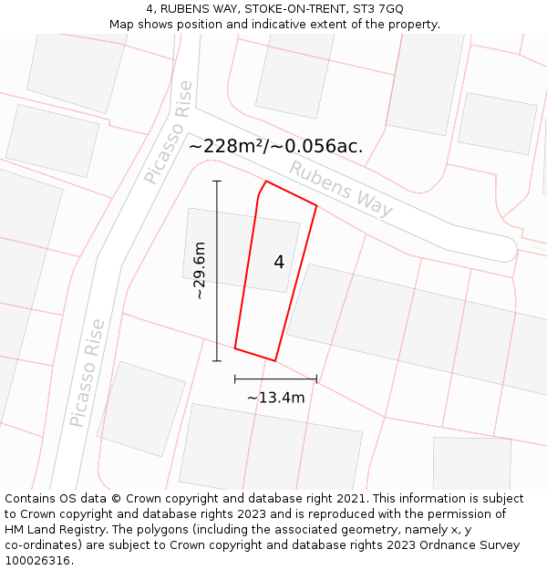 4, RUBENS WAY, STOKE-ON-TRENT, ST3 7GQ: Plot and title map