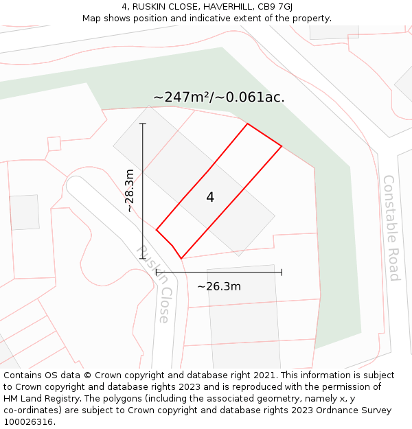 4, RUSKIN CLOSE, HAVERHILL, CB9 7GJ: Plot and title map