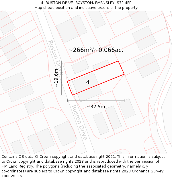 4, RUSTON DRIVE, ROYSTON, BARNSLEY, S71 4FP: Plot and title map