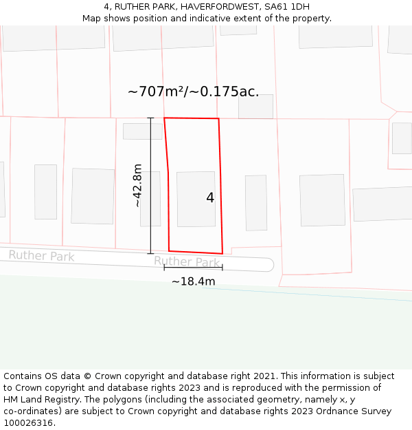 4, RUTHER PARK, HAVERFORDWEST, SA61 1DH: Plot and title map