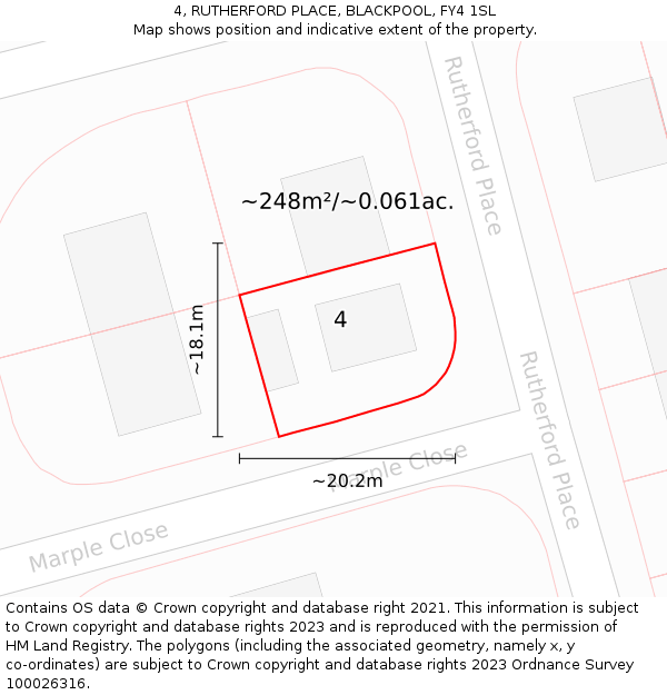4, RUTHERFORD PLACE, BLACKPOOL, FY4 1SL: Plot and title map