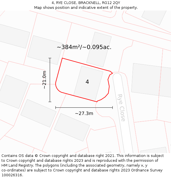 4, RYE CLOSE, BRACKNELL, RG12 2QY: Plot and title map