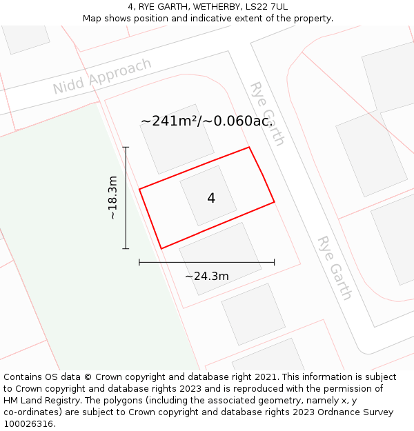 4, RYE GARTH, WETHERBY, LS22 7UL: Plot and title map