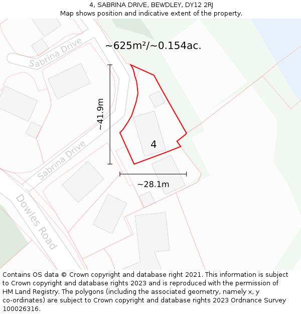 4, SABRINA DRIVE, BEWDLEY, DY12 2RJ: Plot and title map
