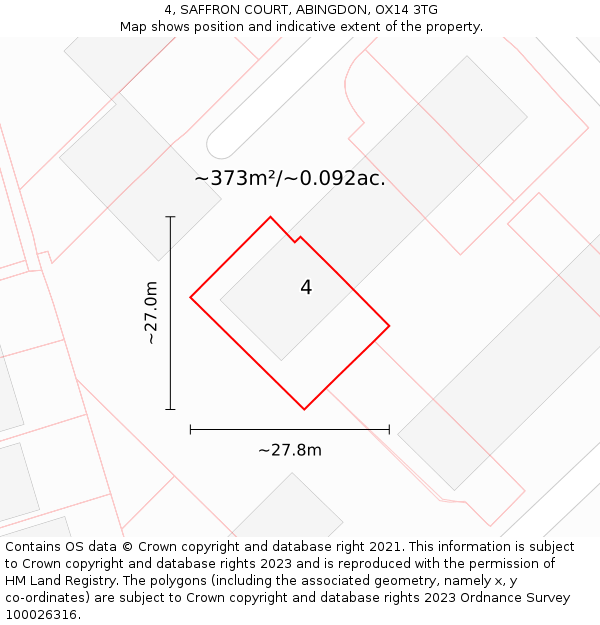 4, SAFFRON COURT, ABINGDON, OX14 3TG: Plot and title map