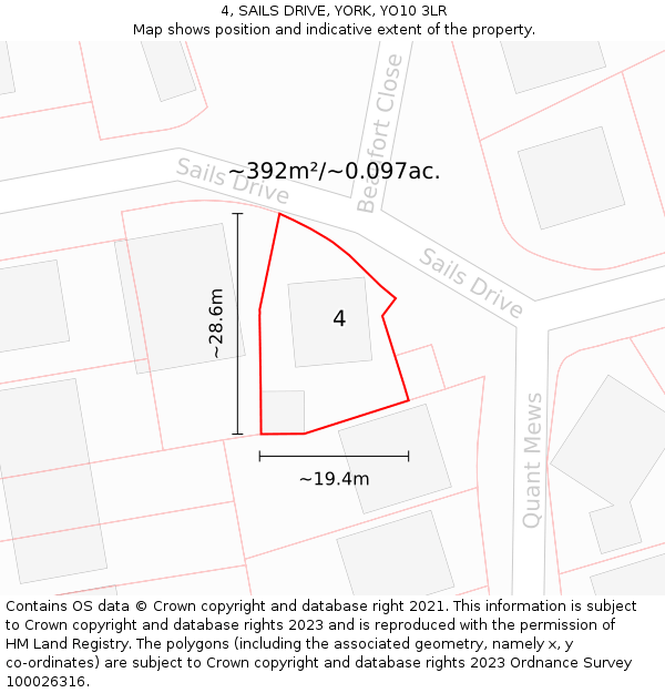 4, SAILS DRIVE, YORK, YO10 3LR: Plot and title map