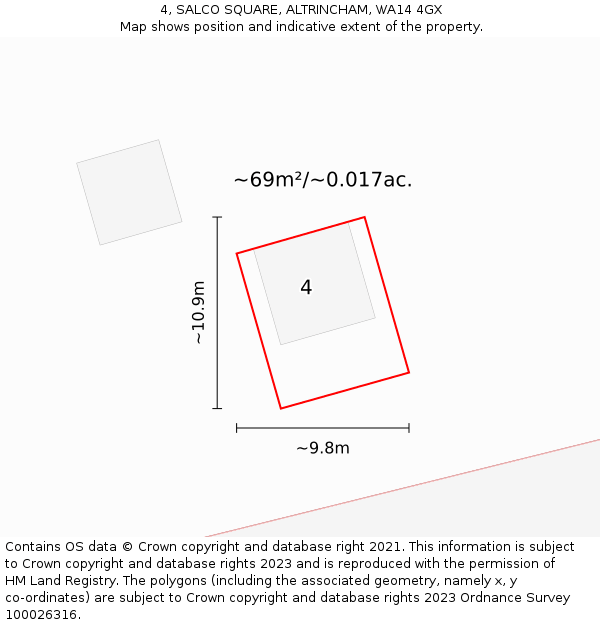 4, SALCO SQUARE, ALTRINCHAM, WA14 4GX: Plot and title map