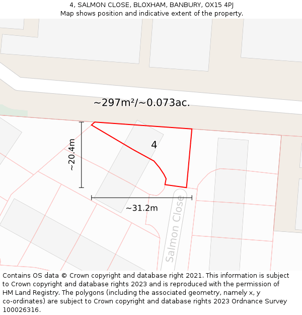 4, SALMON CLOSE, BLOXHAM, BANBURY, OX15 4PJ: Plot and title map