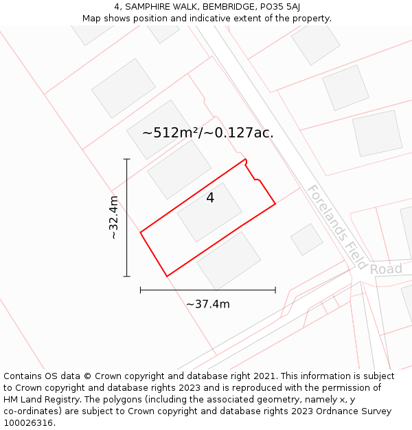 4, SAMPHIRE WALK, BEMBRIDGE, PO35 5AJ: Plot and title map