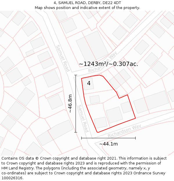 4, SAMUEL ROAD, DERBY, DE22 4DT: Plot and title map