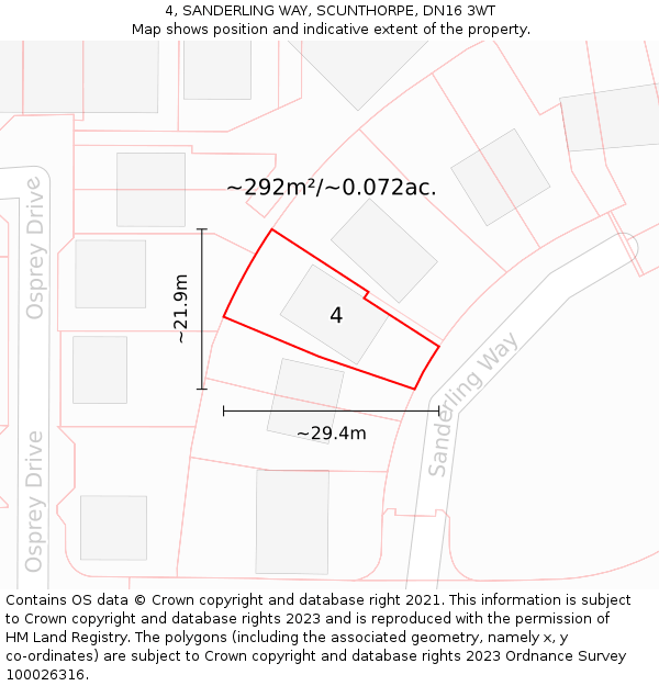 4, SANDERLING WAY, SCUNTHORPE, DN16 3WT: Plot and title map