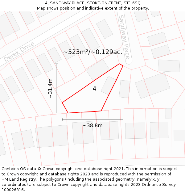 4, SANDIWAY PLACE, STOKE-ON-TRENT, ST1 6SQ: Plot and title map