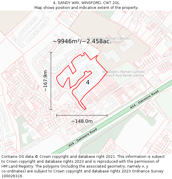 4, SANDY WAY, WINSFORD, CW7 2GL: Plot and title map