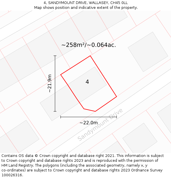 4, SANDYMOUNT DRIVE, WALLASEY, CH45 0LL: Plot and title map