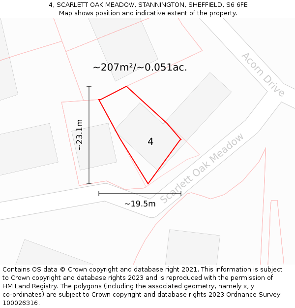 4, SCARLETT OAK MEADOW, STANNINGTON, SHEFFIELD, S6 6FE: Plot and title map