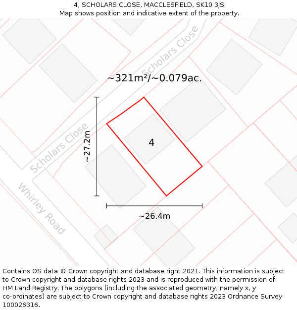 4, SCHOLARS CLOSE, MACCLESFIELD, SK10 3JS: Plot and title map