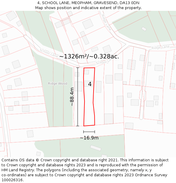 4, SCHOOL LANE, MEOPHAM, GRAVESEND, DA13 0DN: Plot and title map