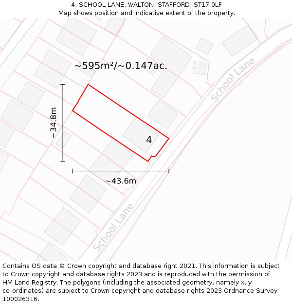 4, SCHOOL LANE, WALTON, STAFFORD, ST17 0LF: Plot and title map