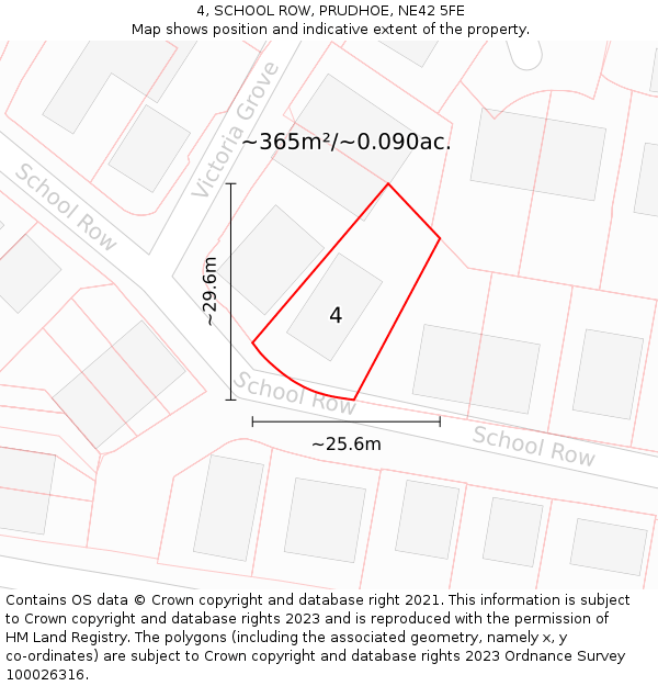 4, SCHOOL ROW, PRUDHOE, NE42 5FE: Plot and title map