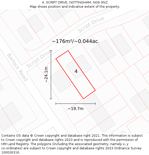 4, SCRIPT DRIVE, NOTTINGHAM, NG6 0NZ: Plot and title map