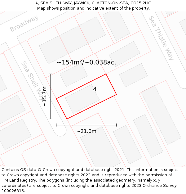 4, SEA SHELL WAY, JAYWICK, CLACTON-ON-SEA, CO15 2HG: Plot and title map