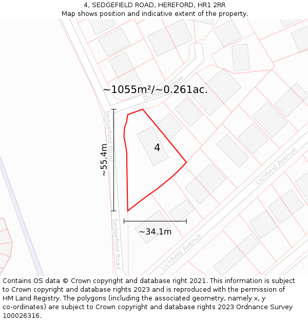 4, SEDGEFIELD ROAD, HEREFORD, HR1 2RR: Plot and title map