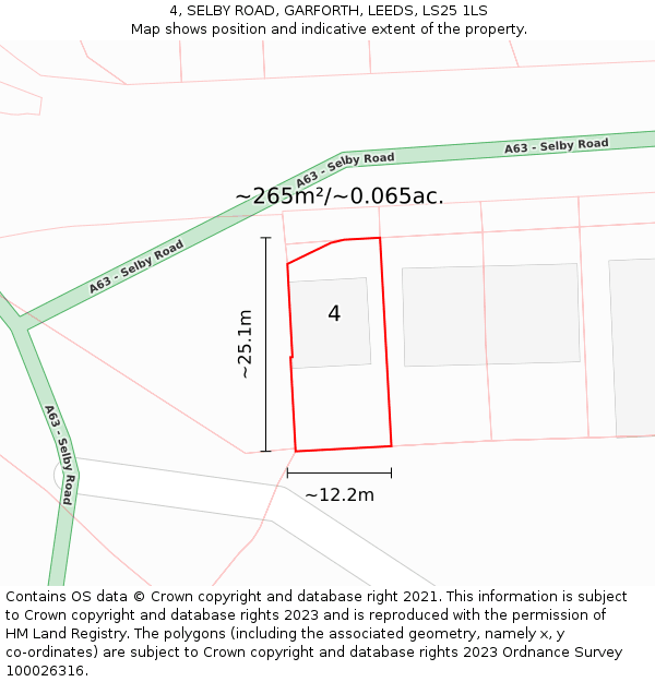 4, SELBY ROAD, GARFORTH, LEEDS, LS25 1LS: Plot and title map