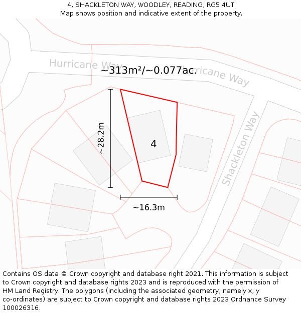 4, SHACKLETON WAY, WOODLEY, READING, RG5 4UT: Plot and title map
