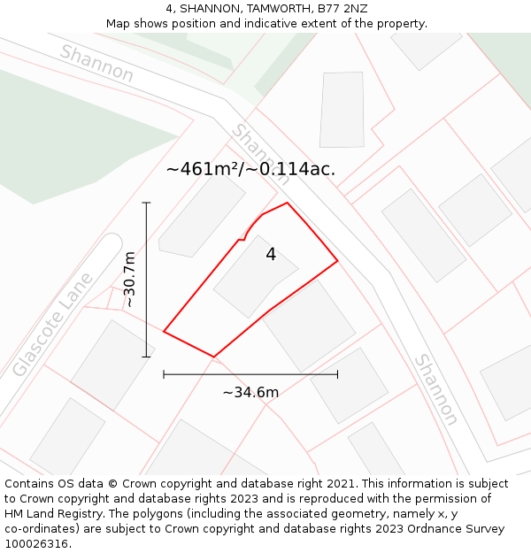 4, SHANNON, TAMWORTH, B77 2NZ: Plot and title map