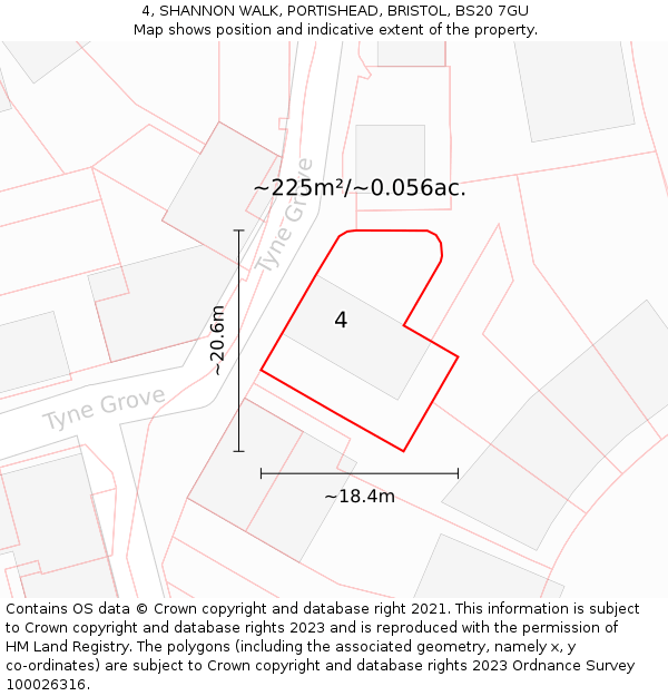 4, SHANNON WALK, PORTISHEAD, BRISTOL, BS20 7GU: Plot and title map
