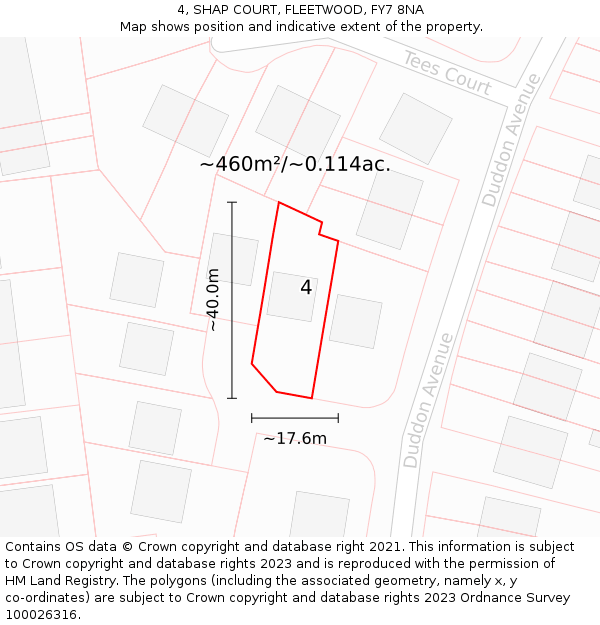 4, SHAP COURT, FLEETWOOD, FY7 8NA: Plot and title map